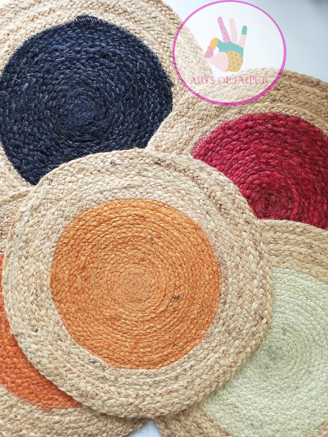 Buy Handmade Natural Jute Table Mat Red Place Mat Set for Dinning Table