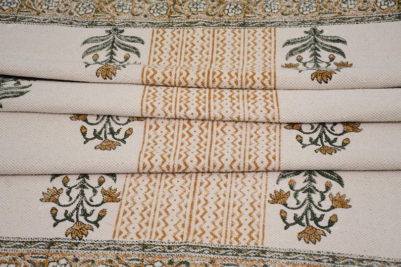 Indian Dhurrie Rug, Block Printed Rug, Modern Cotton Rug, Stair Woven Cotton Durries, Dining Room/ Living Room Rug, Navajo Kilim Rug image 8
