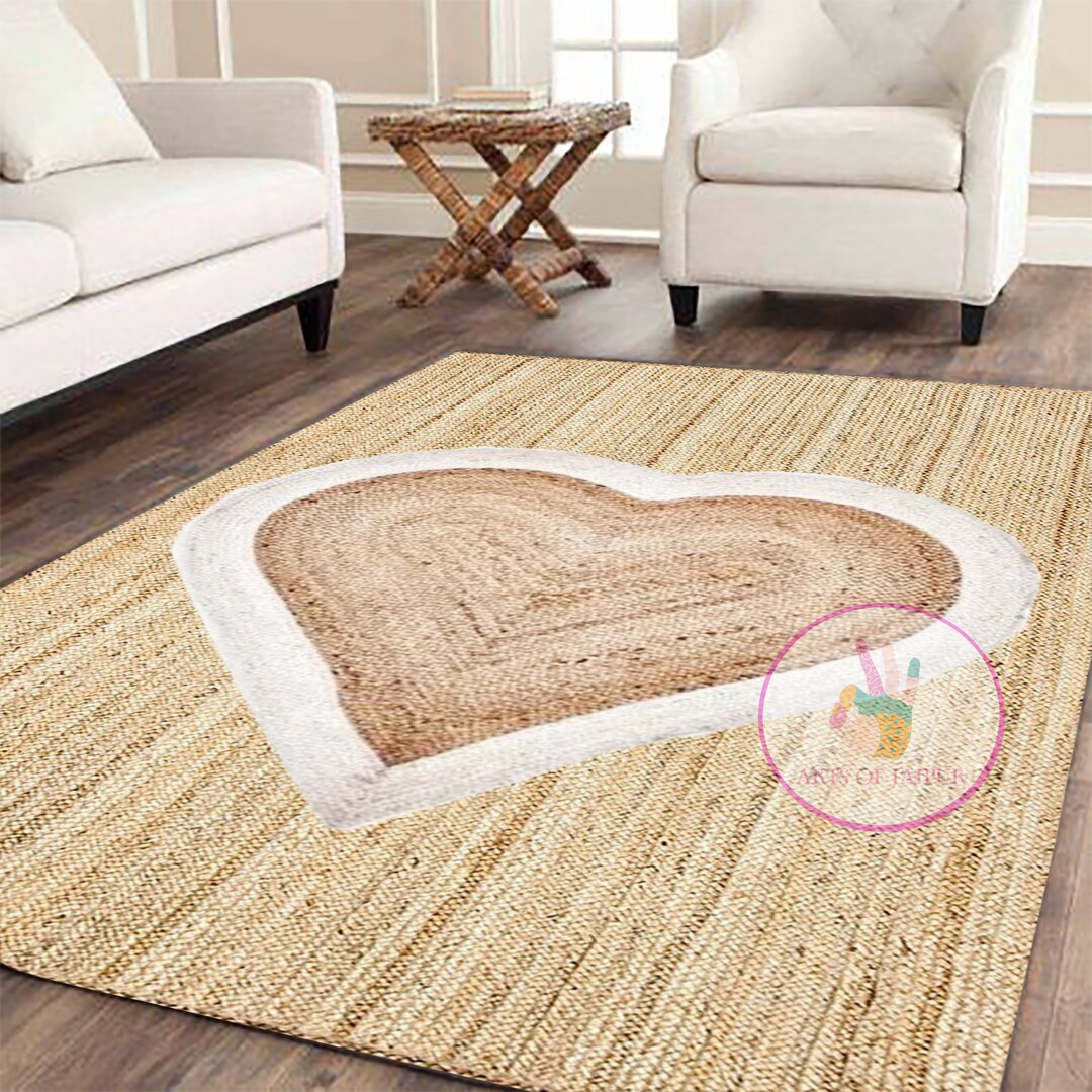 Heart Shape Rug Handmade Natural Jute Rug Handbraided Jute Etsy