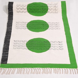 Handmade Block Print Cotton Rug, Arts of Jaipur, Boho Decor