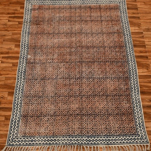 Indian cotton rug Handmade block print rug Living room rug Bedroom rug Handmade cotton rug Washable cotton rug, 4x6 5x8 9x12 feet