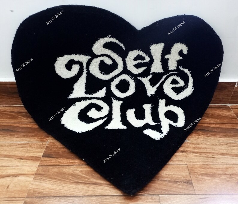 Hart Shape Rug Tufted Rug Self Love Club Handmade Rug Heart Shaped