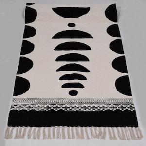 Indian handmade rug black runner rug custom size rug floor area rug boho rug Indian rug runner rug cotton block print rug washable runner