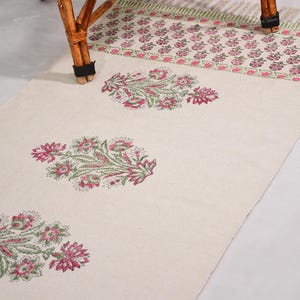 Cotton area runner rug Block print rug runner for hallway, stair yoga mat bohemian rugs bathroom runner outdoor patio décor area rug