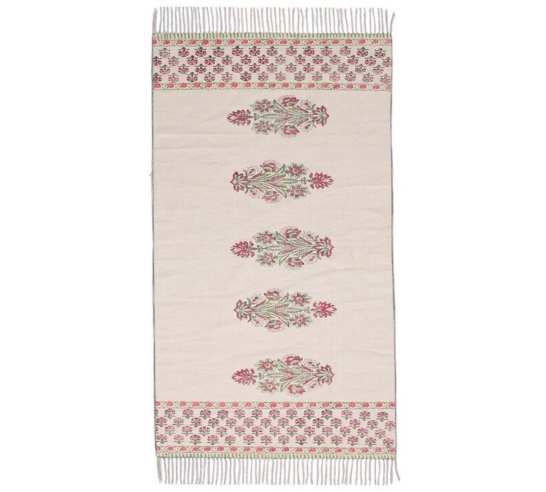 Cotton area runner rug Block print rug runner for hallway, stair yoga mat bohemian rugs bathroom runner outdoor patio décor area rug