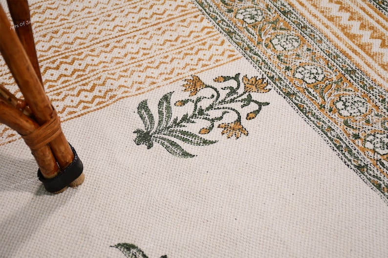 Indian Dhurrie Rug, Block Printed Rug, Modern Cotton Rug, Stair Woven Cotton Durries, Dining Room Living Room Rug, Navajo Kilim Rug