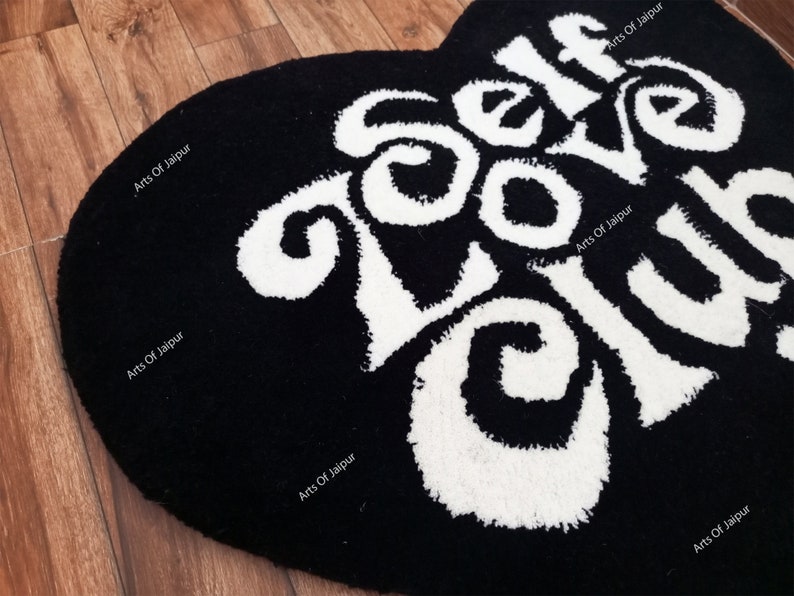 Hart Shape Rug Tufted Rug Self Love Club Handmade Rug Heart Shaped