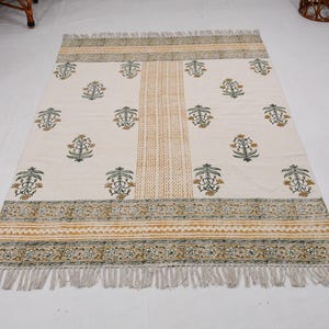 Indian Dhurrie Rug, Block Printed Rug, Modern Cotton Rug, Stair Woven Cotton Durries, Dining Room Living Room Rug, Navajo Kilim Rug