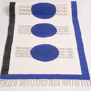Blue Cotton rug Hand block printed rug Indian rug floor mat rug for bedroom, runner rug stair woven cotton rug large area rug hallway rug