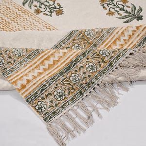 Indian Dhurrie Rug, Block Printed Rug, Modern Cotton Rug, Stair Woven Cotton Durries, Dining Room/ Living Room Rug, Navajo Kilim Rug