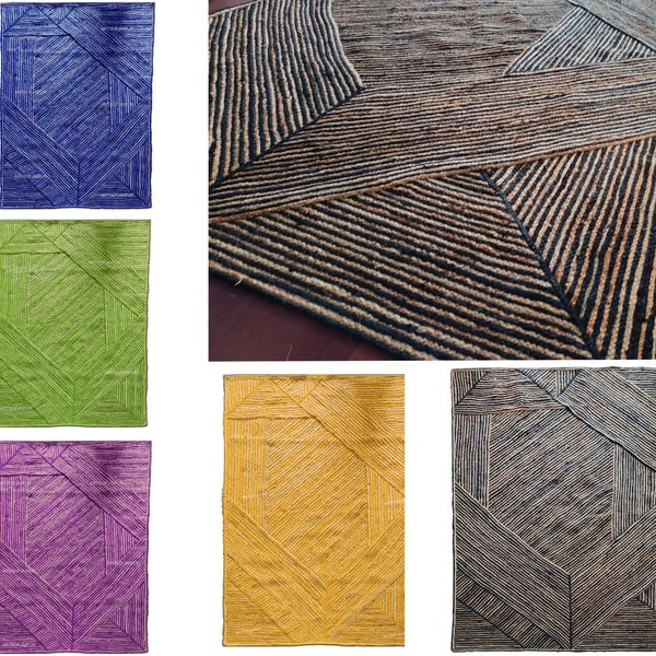 Jute Area Rug- Hand Braided Jute Rug Custom Size Rug For Home Area Rug, 5x8 6x9 9x12 Feet