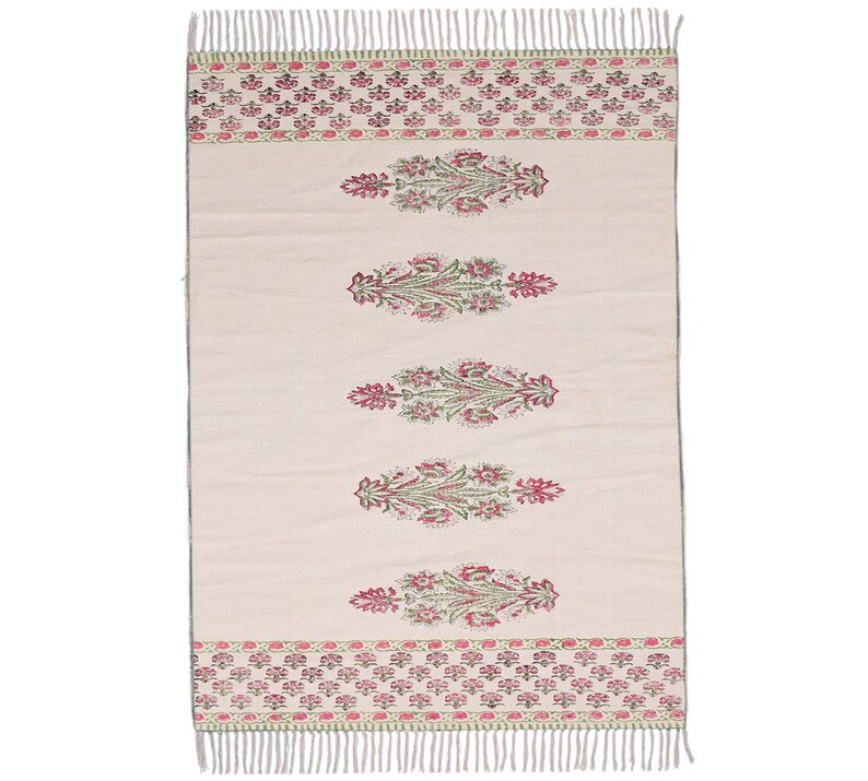 Cotton area runner rug Block print rug runner for hallway, stair yoga mat bohemian rugs bathroom runner outdoor patio décor area rug
