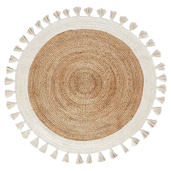 Alfombra de yute redonda natural hecha a mano india Alfombra de yute trenzada Alfombra redonda junto a la cama Alfombra circular Nuevo reg