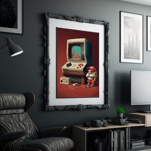 Retro Gaming Console Art Print: Vintage Game Room Decor (Digital Download)