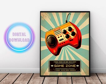 Retro Game Zone Poster: Vintage Konsolen-Wandbild (Digitaler Download)
