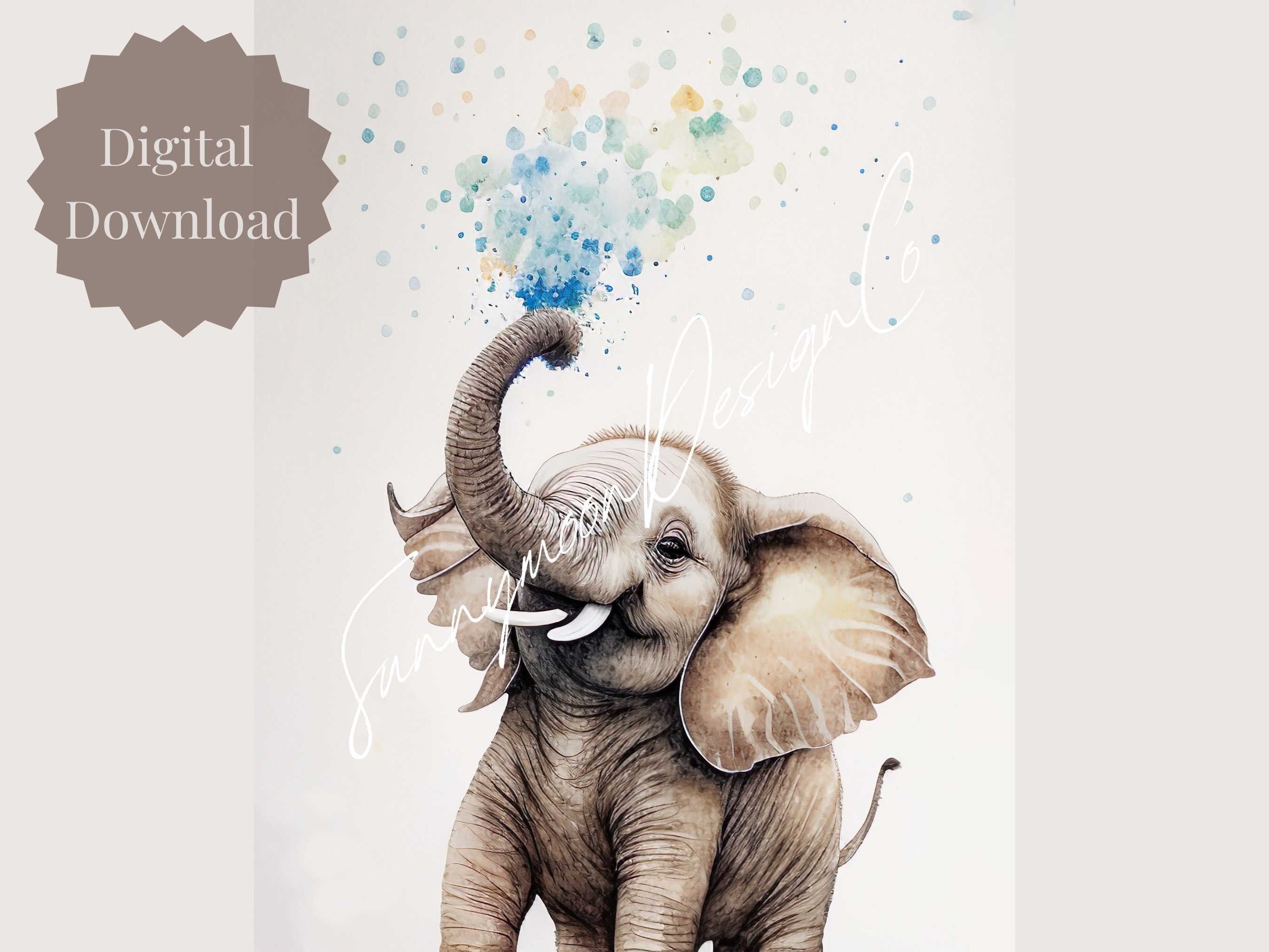 Printable Elephant Nursery Print Cute Baby Elephant Print - Etsy