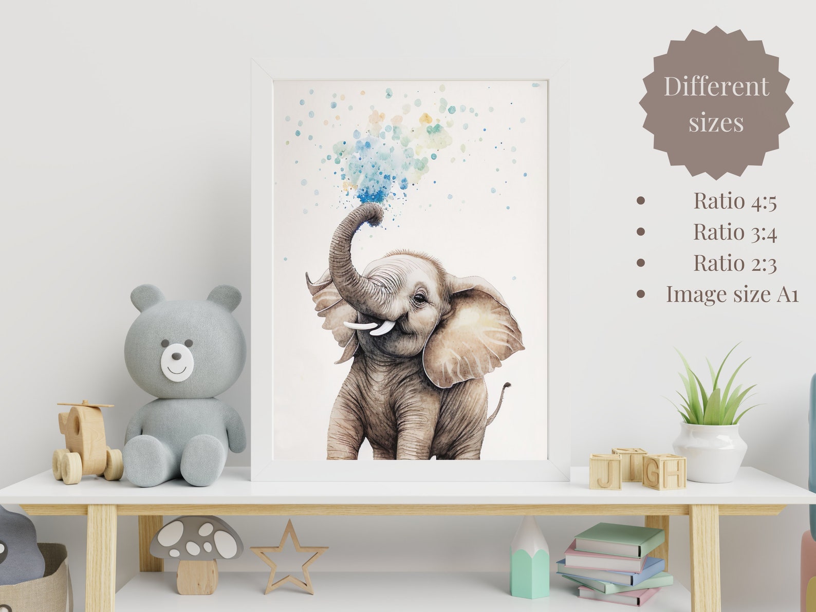 Printable Elephant Nursery Print Cute Baby Elephant Print Etsy