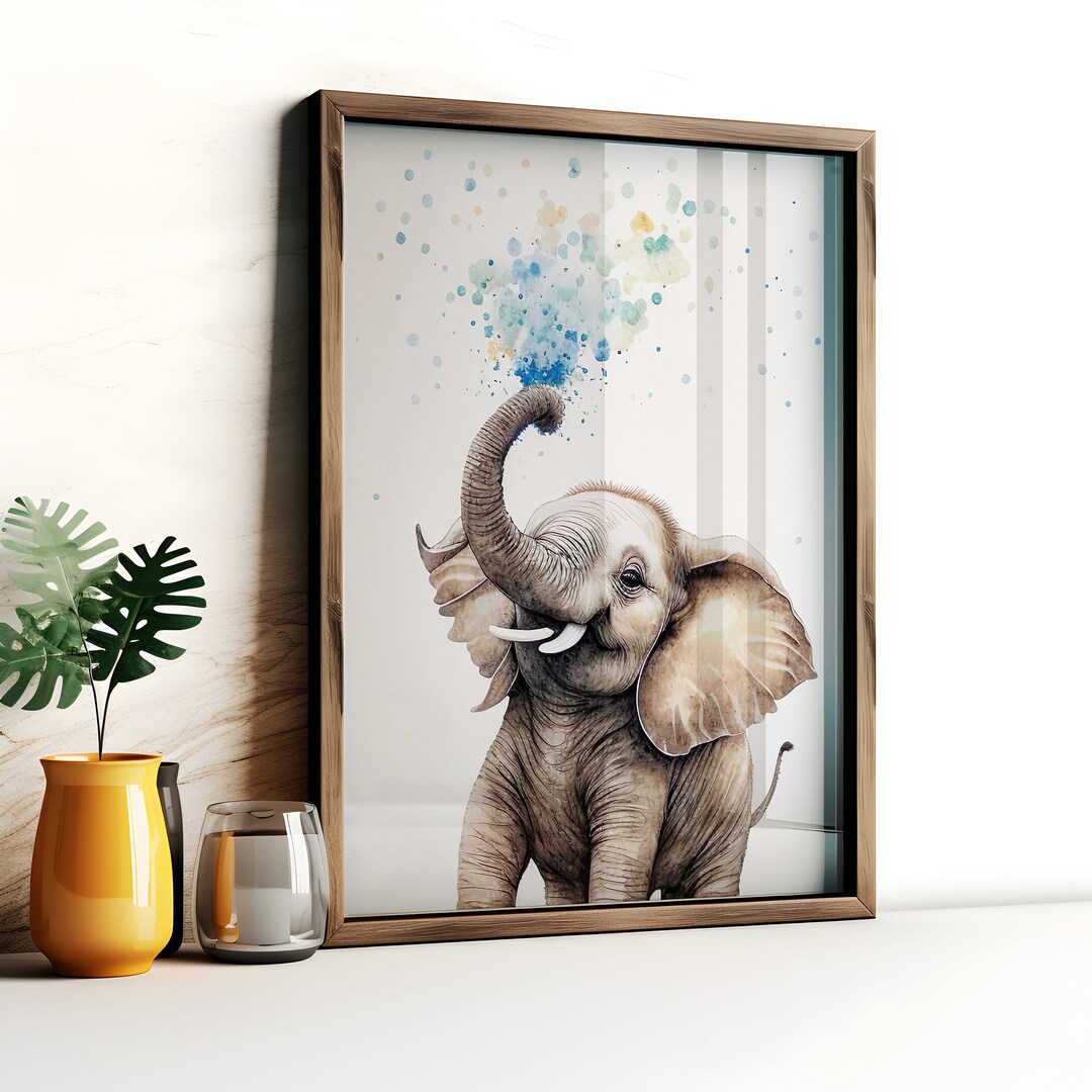 Printable Elephant Nursery Print, Cute Baby Elephant Print, Elephant ...