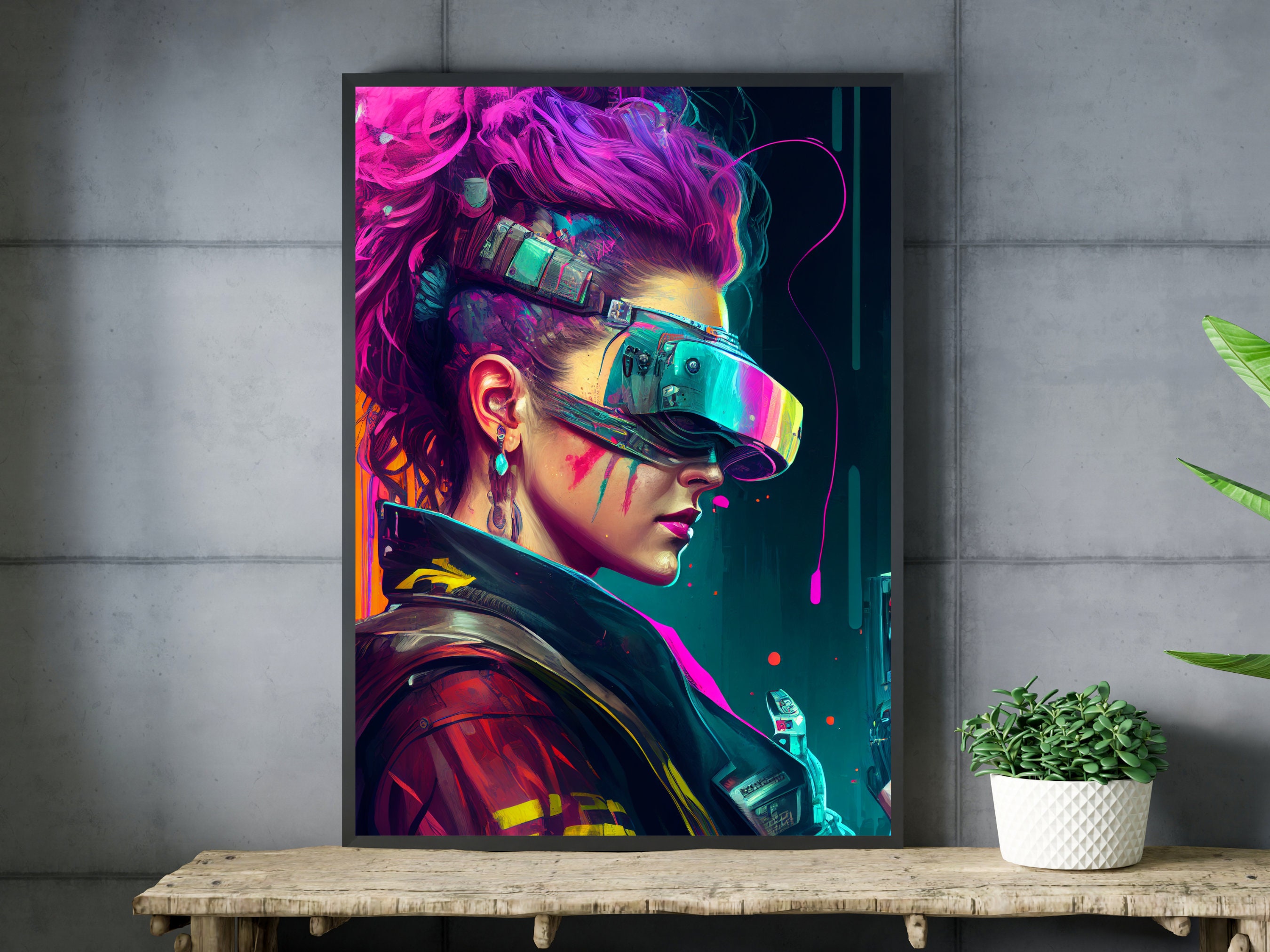 Cyberpunk Gaming Wall Art, Game Room Decor, Digital Download, Gamer Gift, Printable Cyberpunk