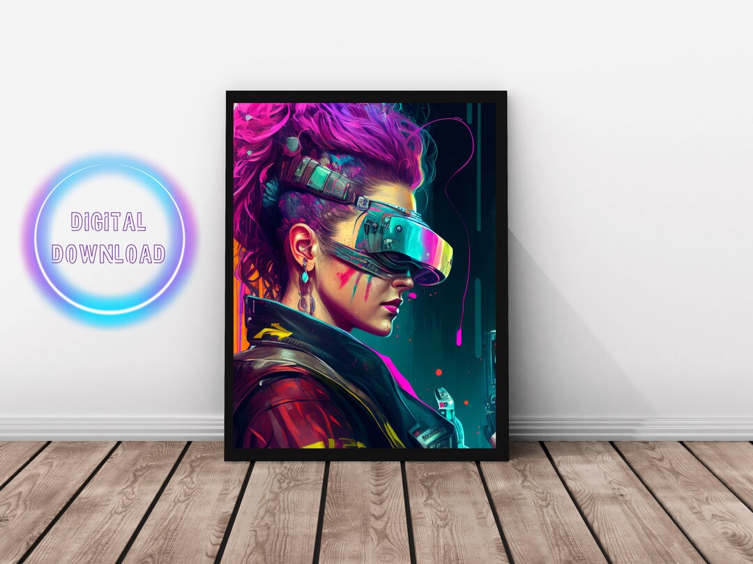 Cyberpunk Gaming Wall Art, Game Room Decor, Digital Download, Gamer