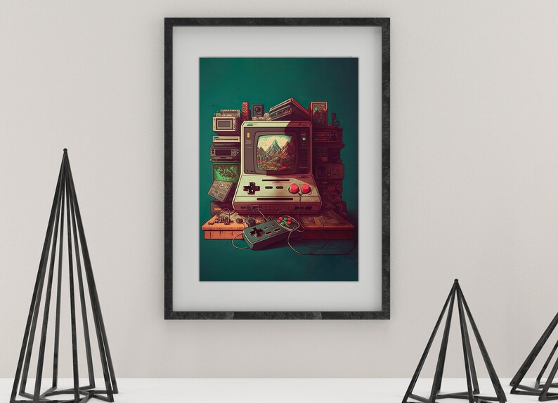 Retro Gaming Wall Art Game Room Decor Digital Download Etsy