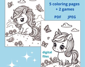 Cute Unicorn Coloring Page Downloadable PDF File - Etsy Israel