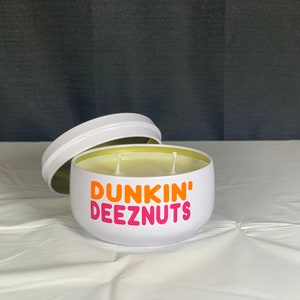Dunkin Deez Nuts Candle | Dunkin' Candle | Coffee Scented Candle | Dunkin' Donuts | 4/8 oz Candle | Dunkin Lover | Funny Gift | Meme Candle