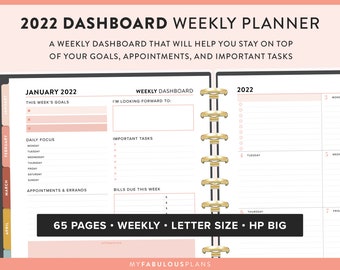 Happy Planner Big Printable Weekly Dashboard Layout Weekly Planner |  Dated Weekly Planner | Planner Insert | 8.5x11 | Modern Colors