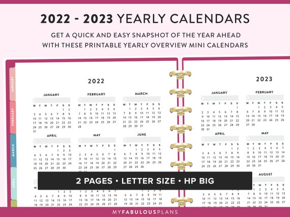 Big Happy Planner Printable Yearly Overview Mini Calendars - Etsy