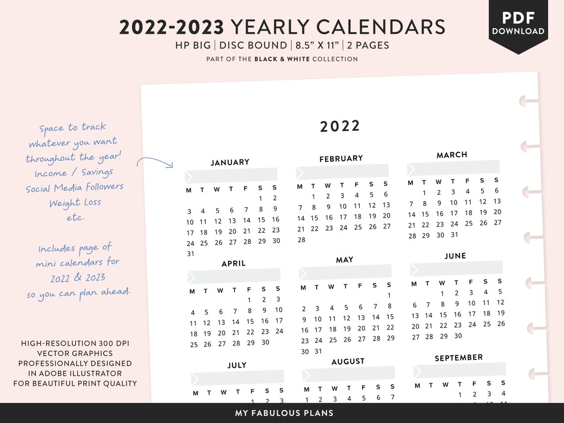 Big Happy Planner Printable Yearly Overview Mini Calendars - Etsy