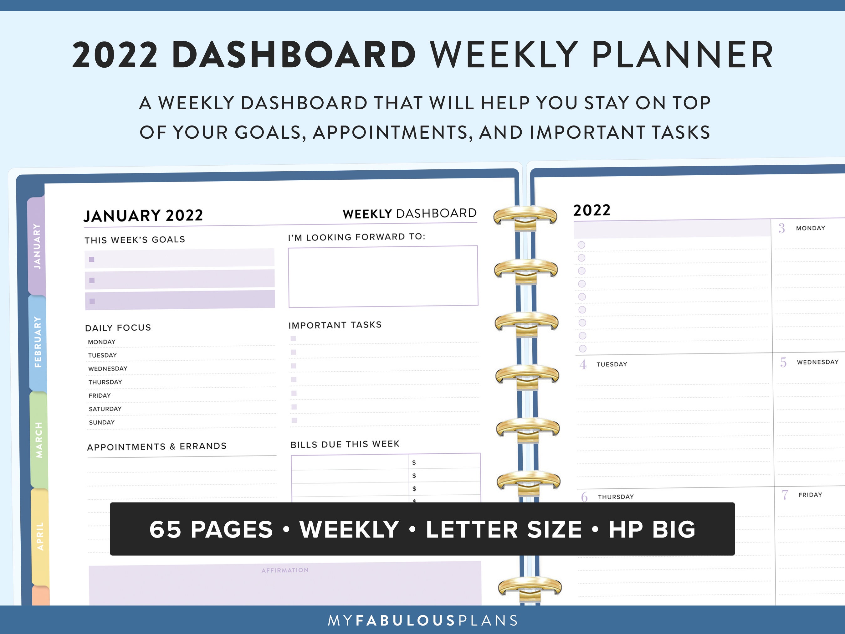 Happy Planner Big Printable Weekly Dashboard Layout Weekly - Etsy