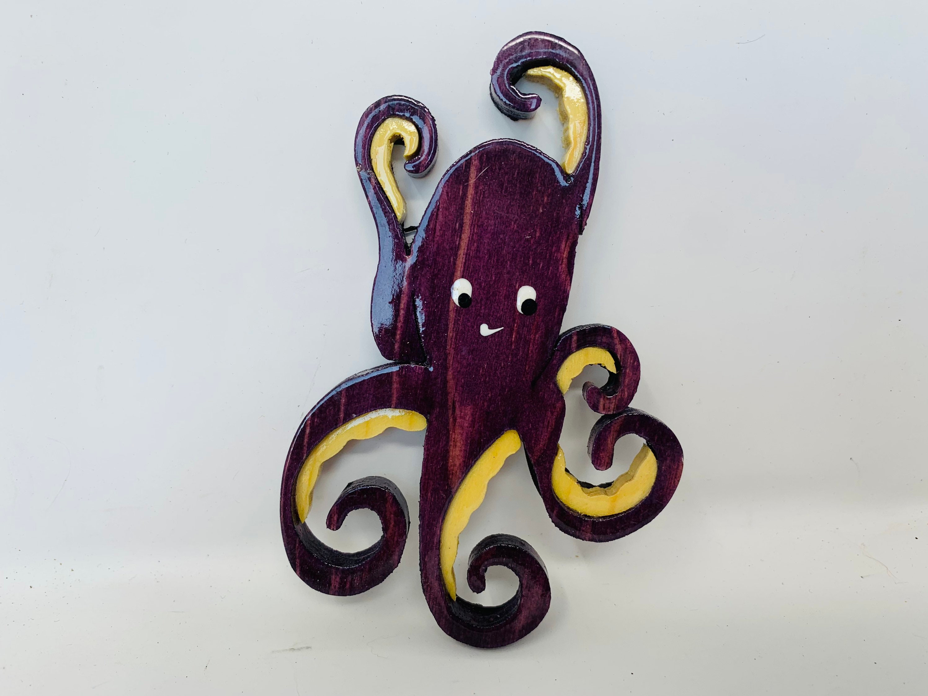 Happy Octopus Wood Magnet - Etsy