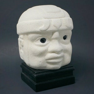 Handmade Maya Olmec Head Modern Art