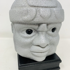 Handmade Maya Olmec Head Modern Art Titanium