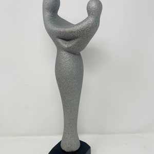 Mid Century Happy Madonna and Child Art Statue Titanium Color