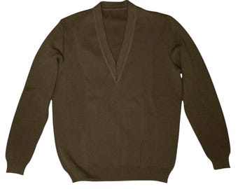 Vintage 90s Army Sweater - Commando Sweater - Military Olive Wool