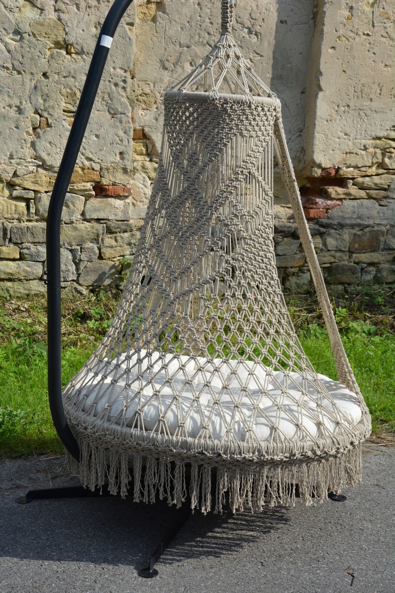Macrame Swing Chair Macrame Hammock Swing Bohemian Hanging Etsy