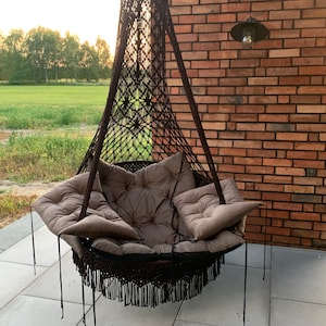 Macrame Swing Chair, Macrame Hammock Swing, Bohemian Hanging Chair, Macrame Hammock Chair, Boho Wedding Decor, Handmade Adult Hammock Swing