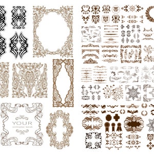 472 SVG-assortiment decor kaders patronen bundel CNC lasergesneden graveer vectorbestanden bruiloft kaartelementen