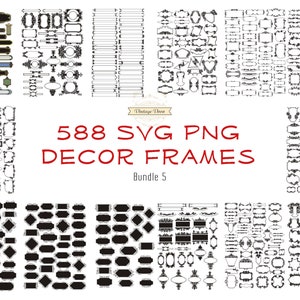 505 SVG PNG Bundle Rahmen Elemente Text Monogramm Teiler Rahmen Kunst Dekor Label Laser Cut Gravieren