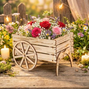 Valentine Carriage Basket Svg Dxf, Laser Cut Flower Box, Floral Gift Crate, 3mm Plywood, Love Centerpiece, Glowforge Files, Wooden Planter