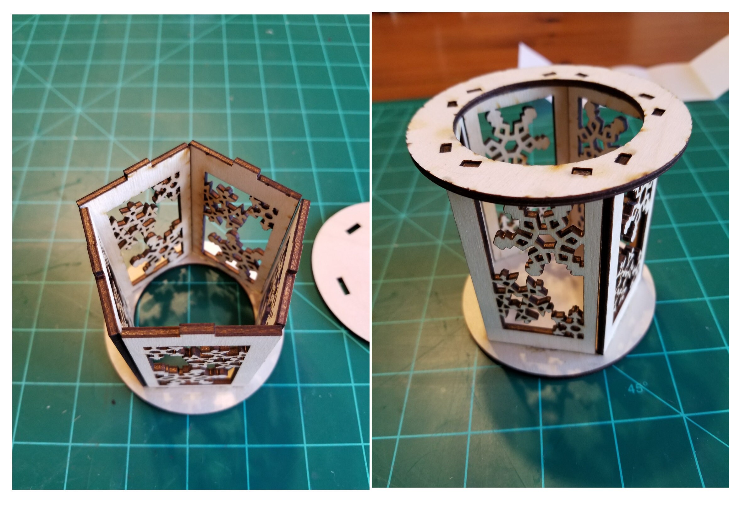 Hexagon Round Tealight Candle Holder Svg Dxf 3 Mm Wood Laser Etsy