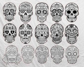 Sugar Skull SVG Bundle: Floral Wood Engrave Laser Cut Files (Digital Download)