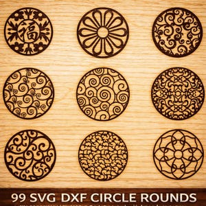 Paquete de 99 tableros decorativos circulares SVG DXF / Archivos de corte por plasma láser CNC para madera y metal / Decoración circular de pared / Descarga digital