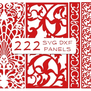 222 SVG DXF Wall Decor Panel Bundle Art Decor Pattern Laser Cut Engrave Cricut Machine File