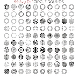 99 SVG Dxf ラウンドサークル装飾ボード PNG EPS ファイル CNC 木材金属レーザープラズマカット、クリカット シルエットカット用