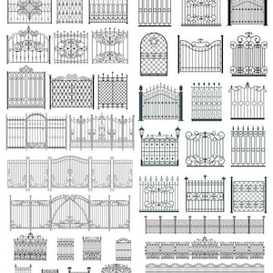 51 SVG DXF 鉄製ゲート ヴィンテージ装飾 鍛造 CNC 金属 プラズマ レーザーカット 彫刻 ベクター ファイル 鉄製フェンス クリップアート、鍛造フェンス ファイル