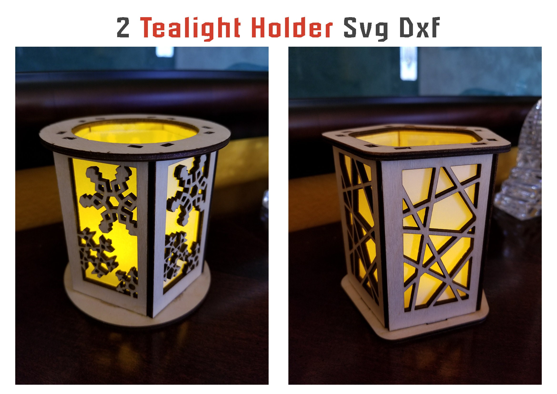 Hexagon Round Tealight Candle Holder Svg Dxf 3 Mm Wood Laser Etsy