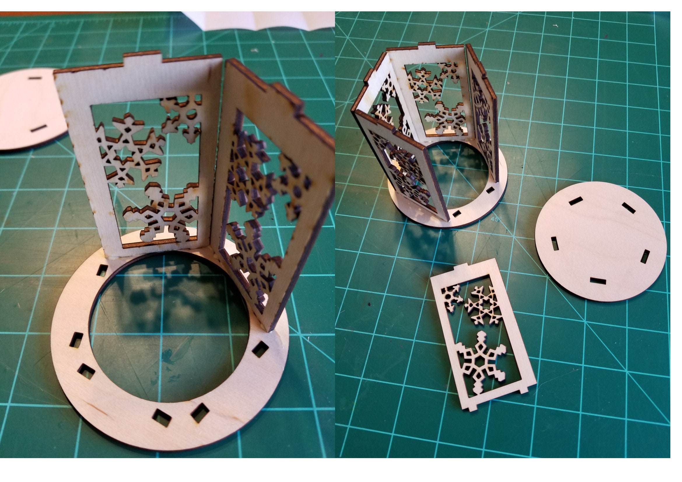 Hexagon Round Tealight Candle Holder Svg Dxf 3 Mm Wood Laser Etsy