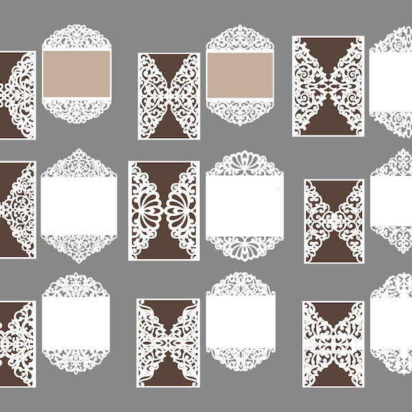 222 cartes de mariage découpées au laser SVG éléments d'invitation bundle modèles de cartes de mariage papier prêt à couper